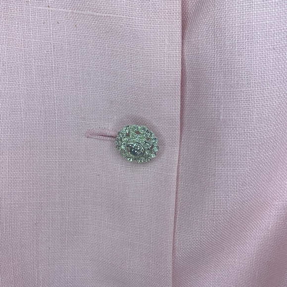 Miss O by Oscar de la Renta Vintage Pink Linen Skirt Suit Set - Picture 3 of 10